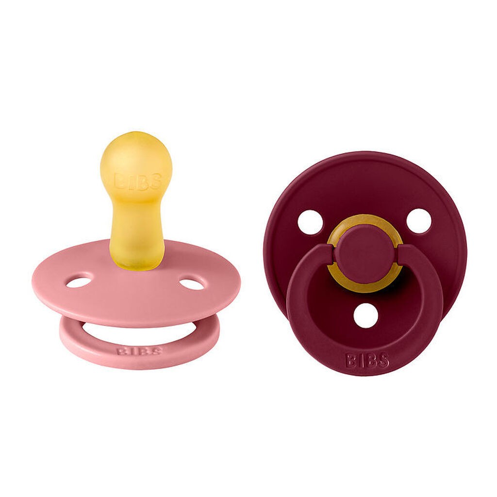 BIBS Colour Sutter - 2-pak - Str. 2 - Rund - Dusty Pink/Elderber