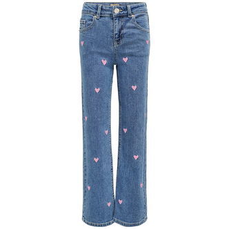 Kids Only Jeans - KogJuicy - Light Blue Denim/Pink Heart Embroii