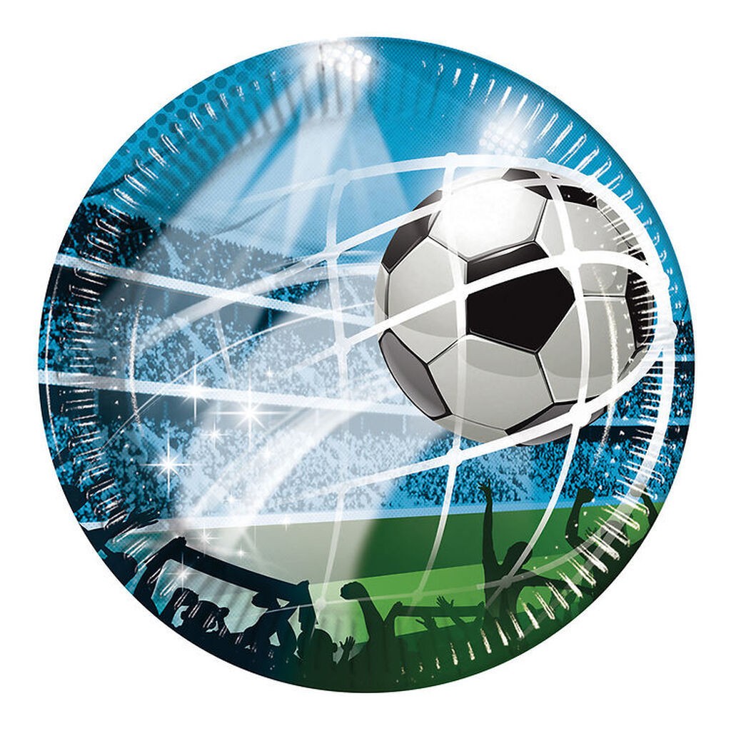 Decorata Party Paptallerkner - 8-pak - 19,5 cm - Soccer Fans
