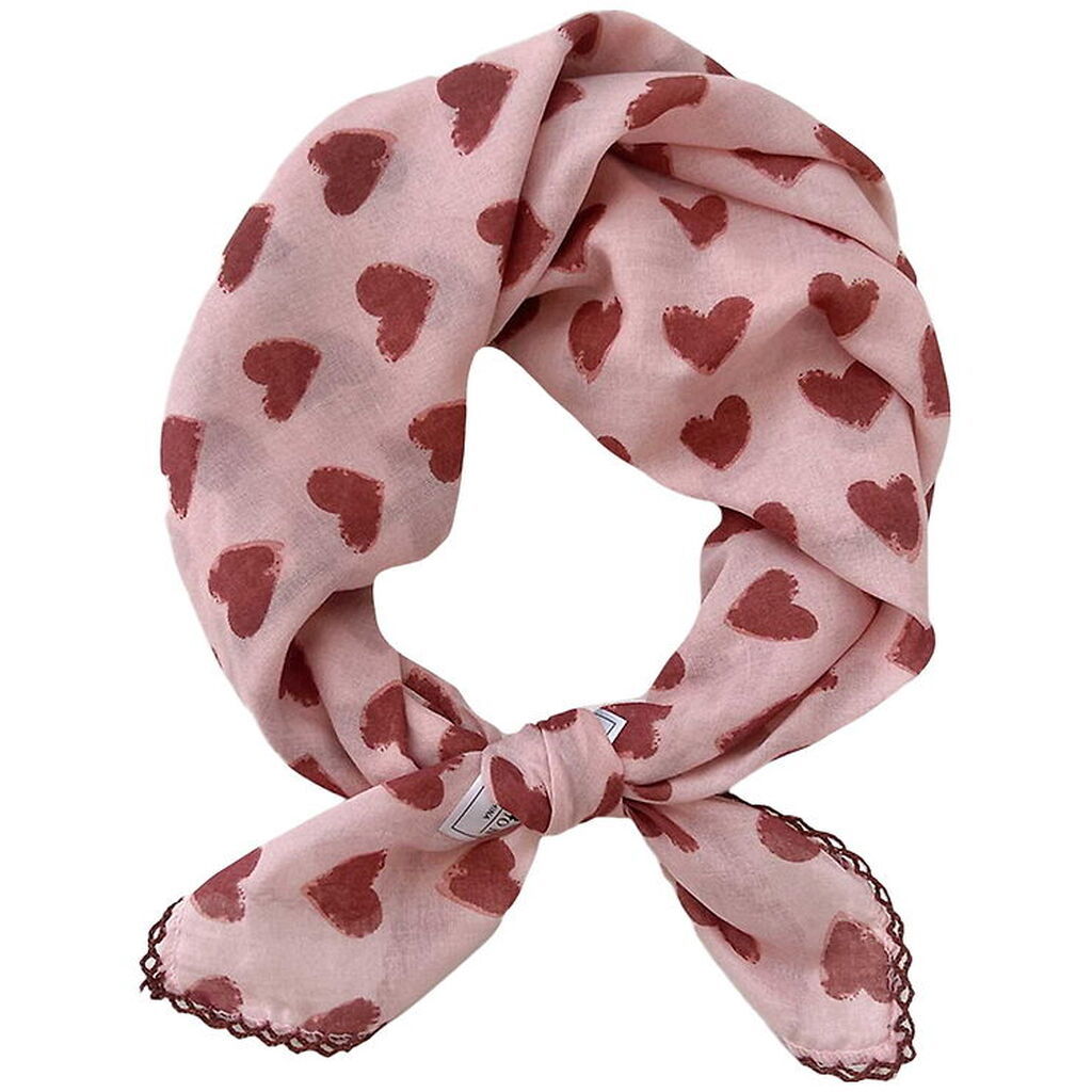 By Srær Tørklæde - Iduna - Rosa/Rød Hjerter