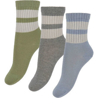 MP Strømper - 3-pak - Anker - Dusty Blue m. Striber