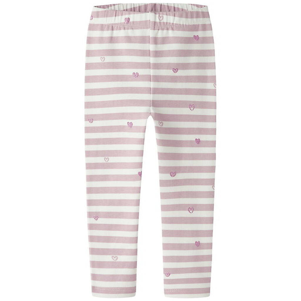 Name It Leggings - Sweat - NmfDavina - Cloud Dancer/Heart Stripe