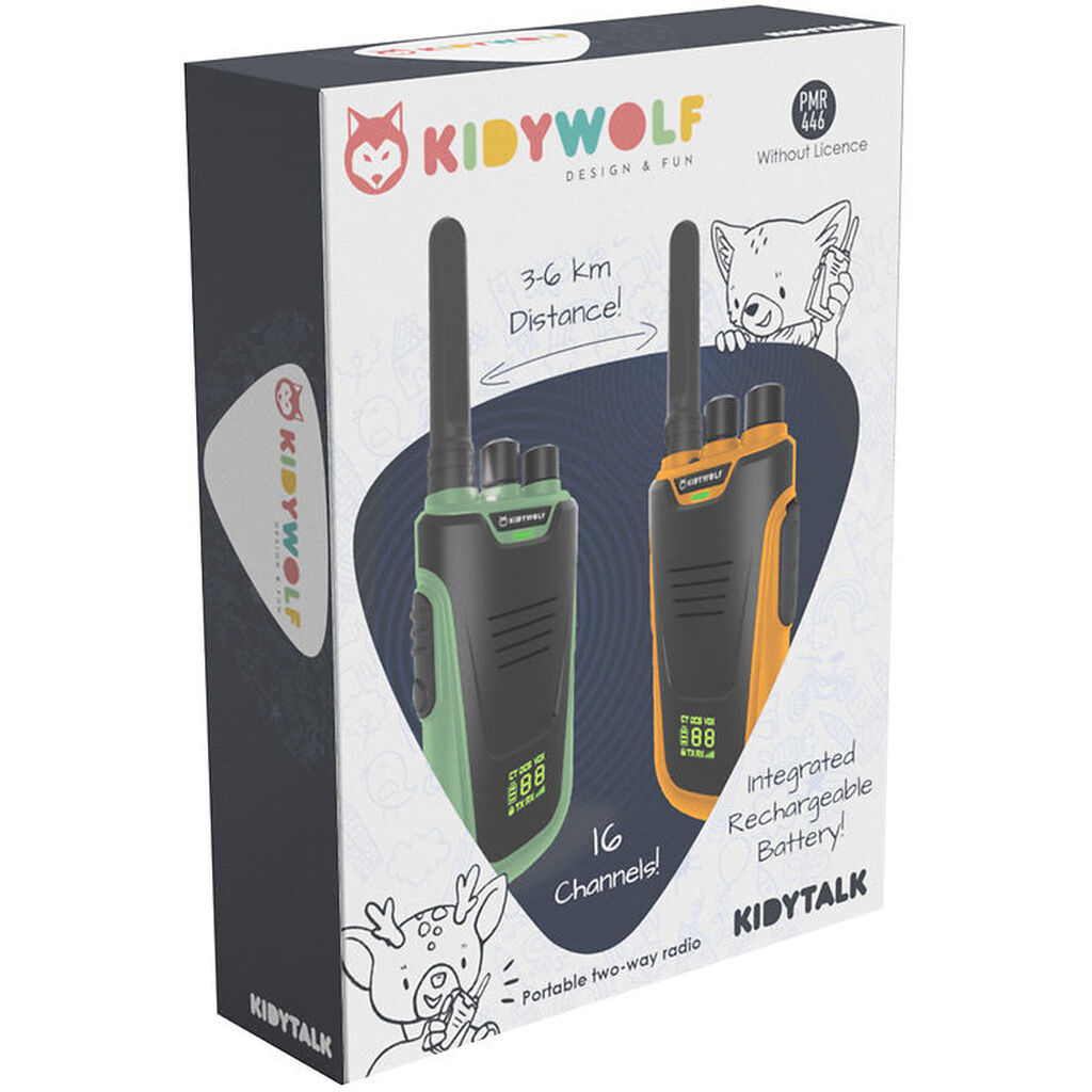 Kidywolf Walkie Talkie - 2 stk. - Kidytalk - Grøn/Orange