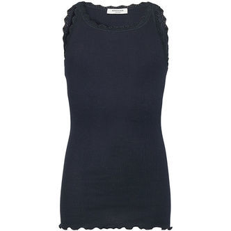 Rosemunde Top - Lang - Rib - Balta - Navy m. Blonder