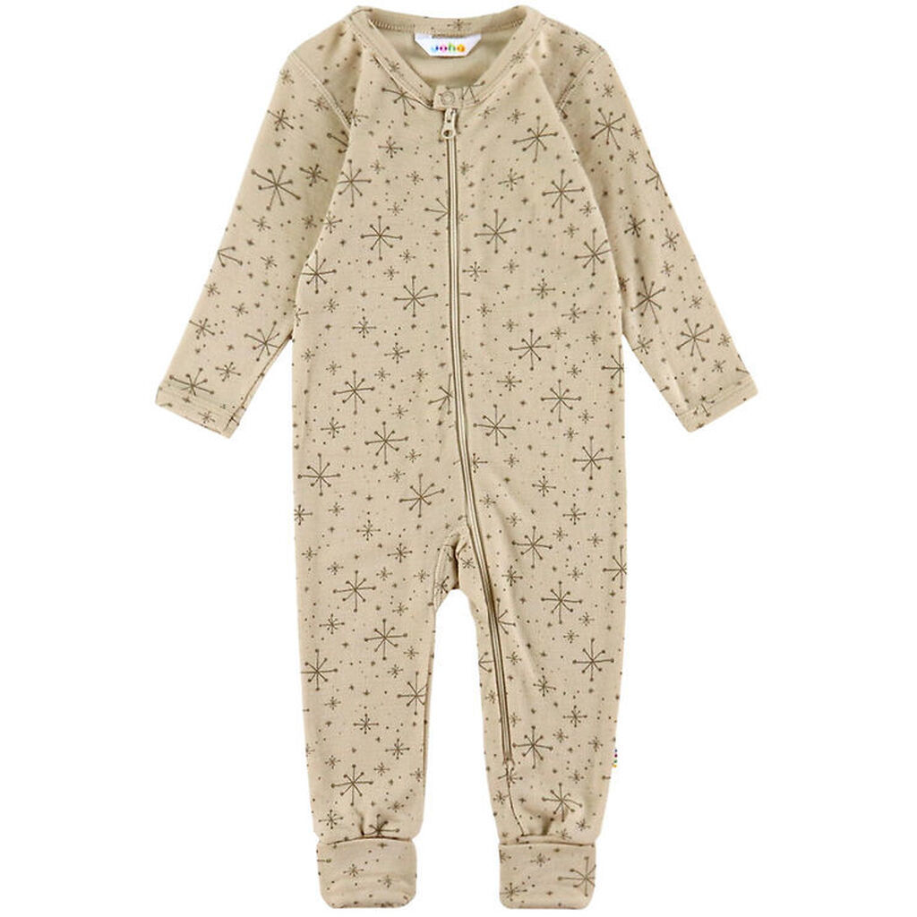 Joha Heldragt m. Fødder - Uld - Beige m. Stjerner