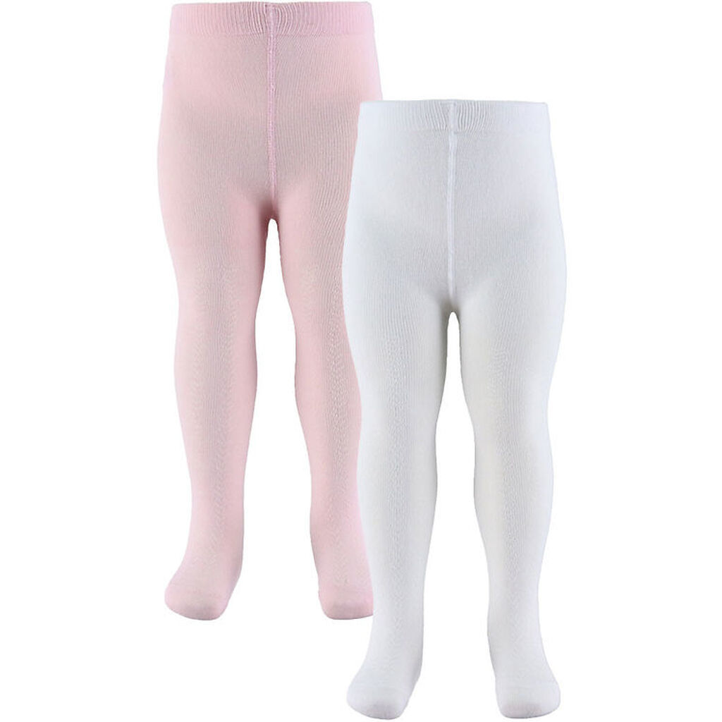 Name It Strømpebukser - 2-pak - NbfDitta - Bright White/Ballerin
