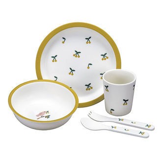 Petit Jour Paris Spisesæt - 5 Dele - Melamin - Cherry