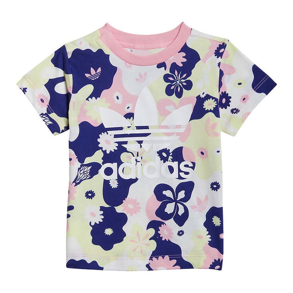 adidas Originals T-shirt - Hvid/Rosa/Lilla m. Blomster