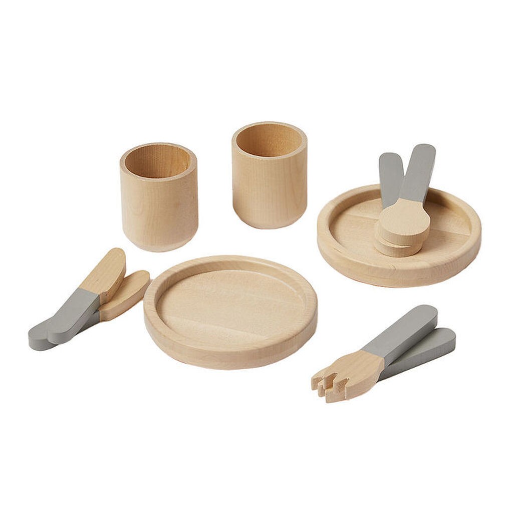 Flexa Play Service - 10 stk. - Greenish/Naturalwood