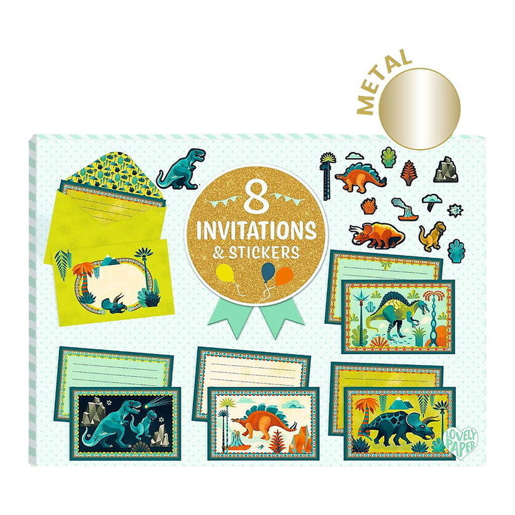 Djeco Invitationer - 8 stk. - Dino