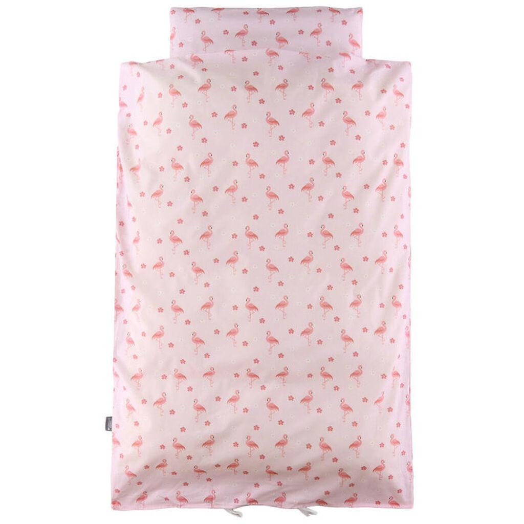 Nørgaard Madsens Sengetøj - Junior - Rosa m. Flamingo/Blomster