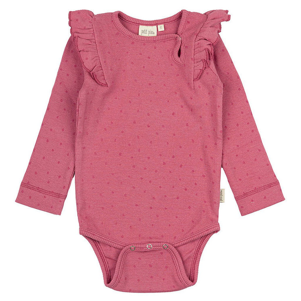Petit Piao Body l/æ - Rib - Modal - Frill - Light Berry