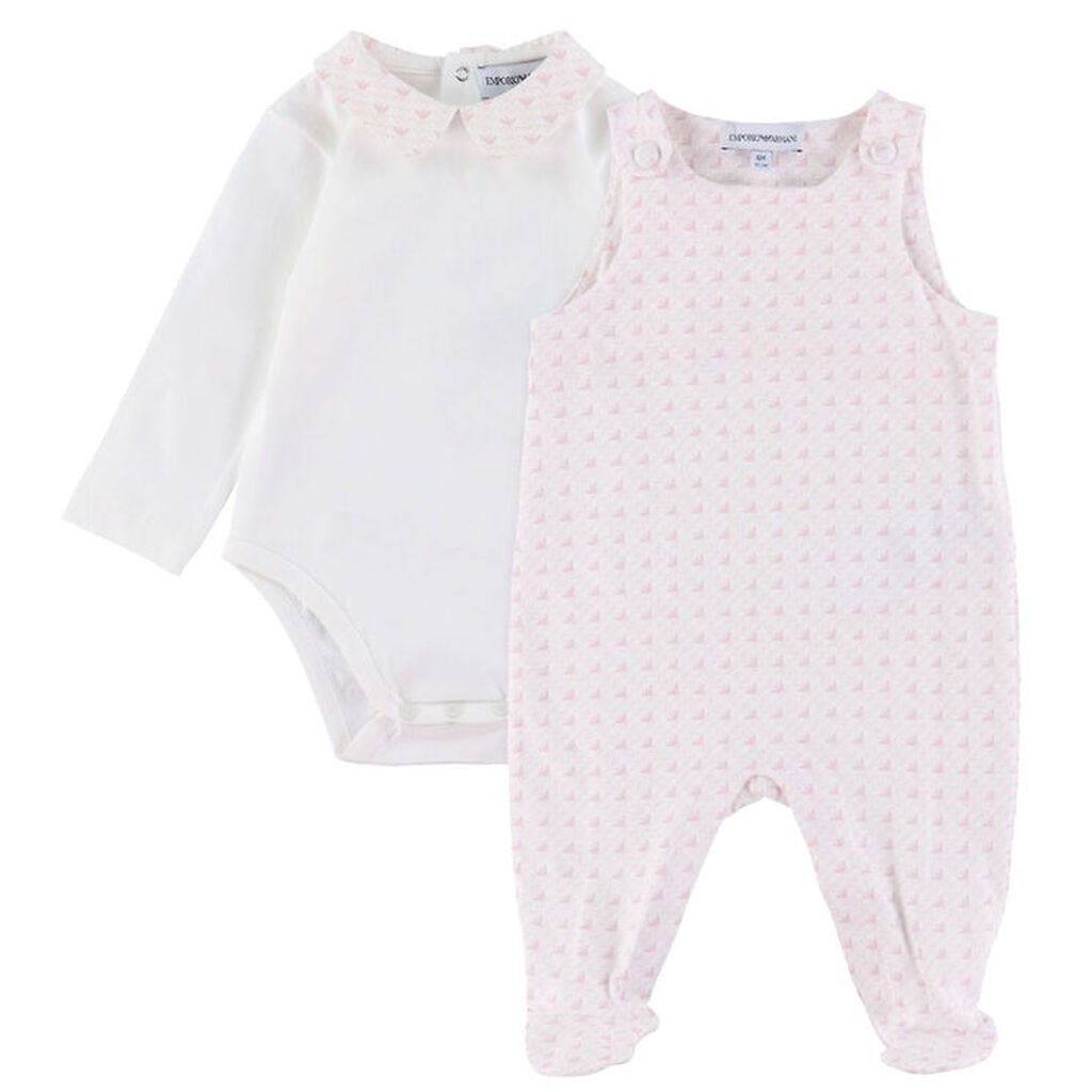 Emporio Armani Sparkedragt/Body l/æ - Hvid/Rosa m. Logoer