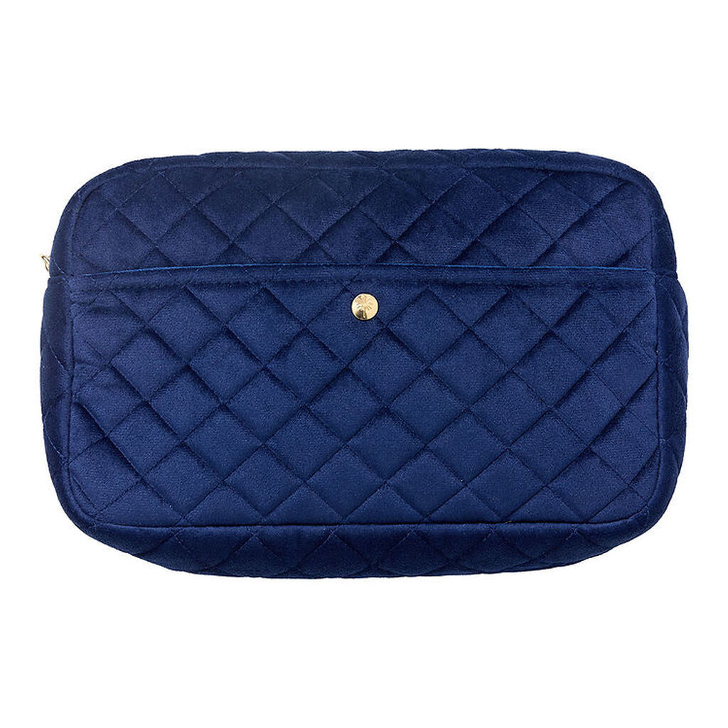 Fan Palm Toilettaske - Large - Quiltet Velour - Midnight Blue