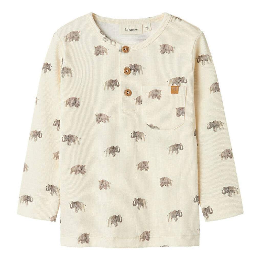 Lil' Atelier Bluse - Rib - NmmGavo - Turtledove m. Print