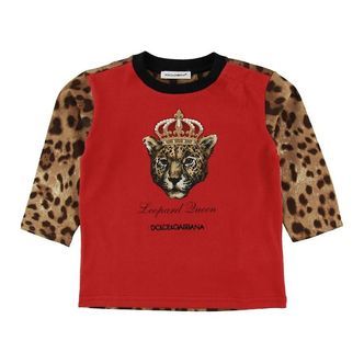 Dolce & Gabbana Bluse - Animal - Rød m. Leopard
