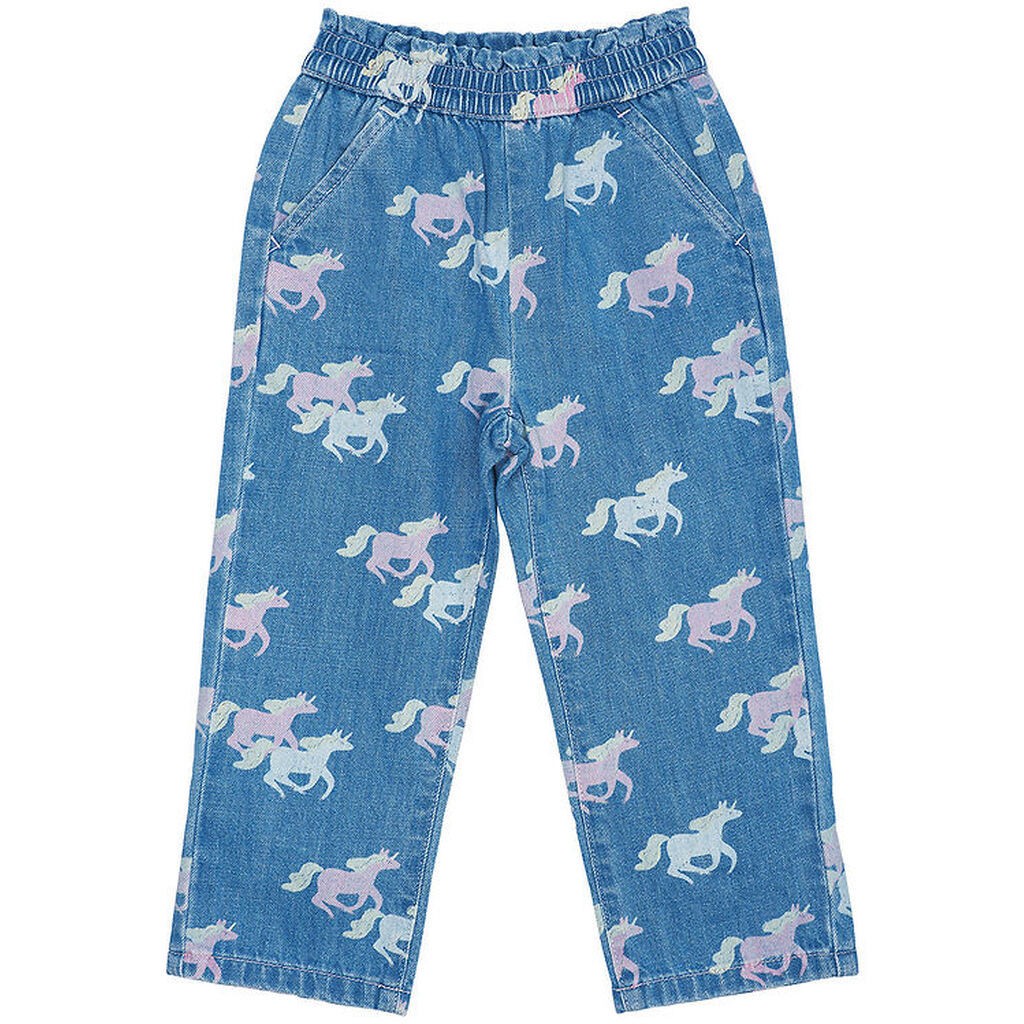 Copenhagen Colors Jeans - Frill Waist & Unicorn Print - Blå