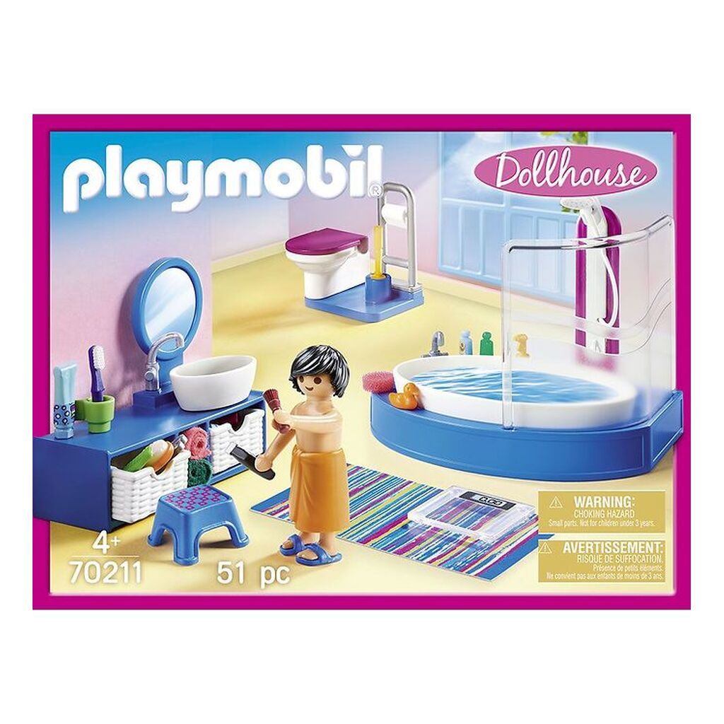 Playmobil Dollhouse - Badeværelse Med Karbad - 70211 - 51 Dele