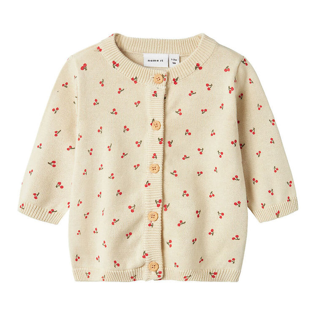 Name It Cardigan - Strik - NbfBicher - Summer Sand m. Kirsebær