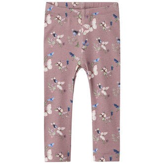 Name It Leggings - NbfBela - Elderberry m. Sommerfugle