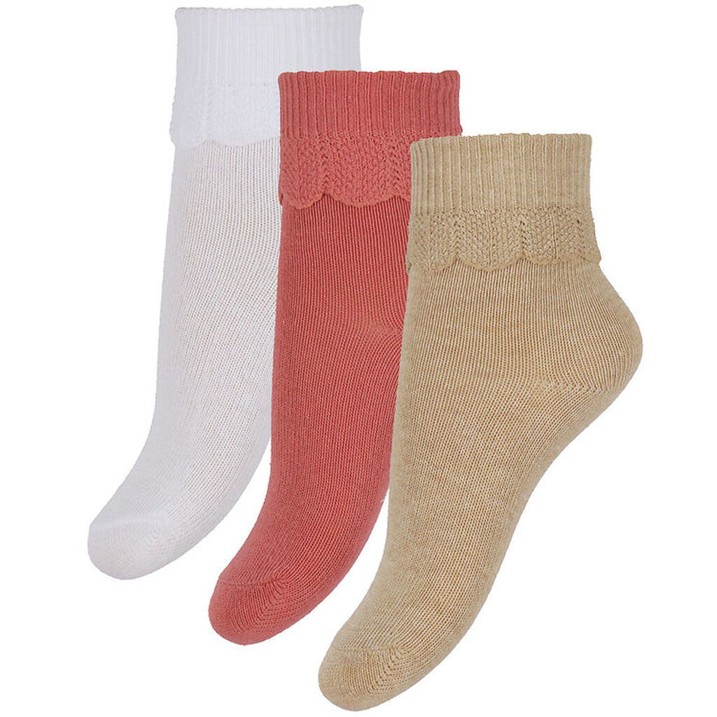 Konges Sløjd Strømper - 3-pak - Frill - Sand/Optic White/Raspber