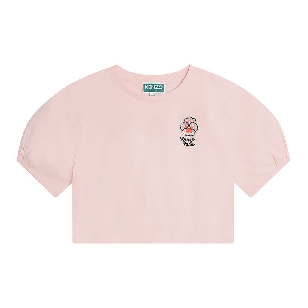 Kenzo T-shirt - Cropped - Veiled Pink m. Blomst