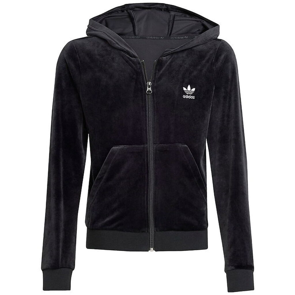 adidas Originals Hættetrøje - VELOUR Z HOODIE - Sort/Hvid