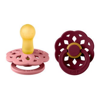 BIBS Boheme Sutter - 2-pak - Str. 2 - Rund - Dusty Pink/Elderber