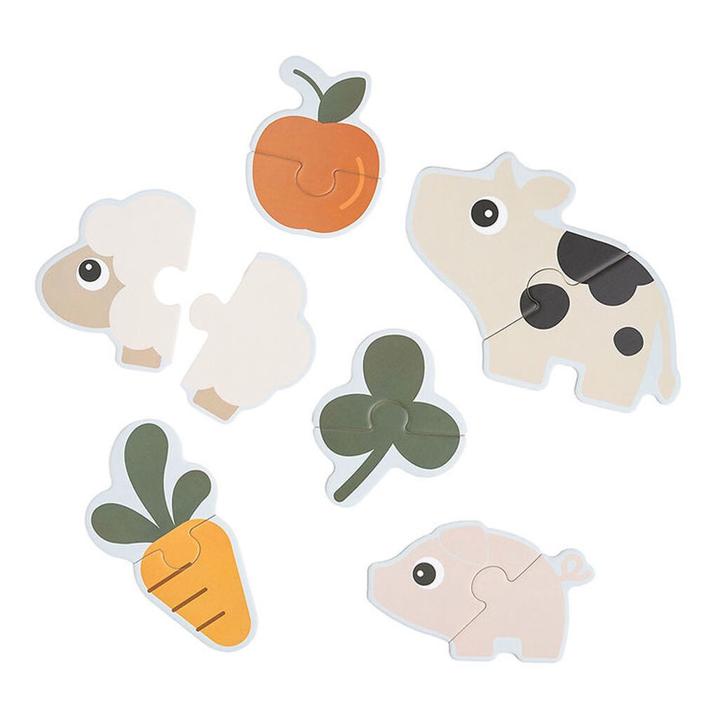 Done by Deer Puslespil - 12 stk - Tiny Farm Colour Mix