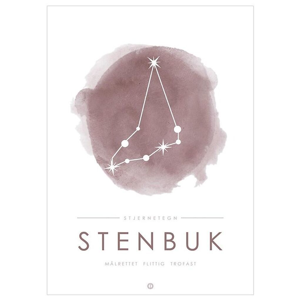 Citatplakat Plakat - A3 - Stjernebillede - Stenbuk - Lyserød