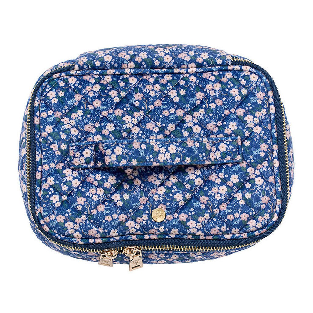 Fan Palm Toilettaske - Large - Quiltet - Blue Blossom