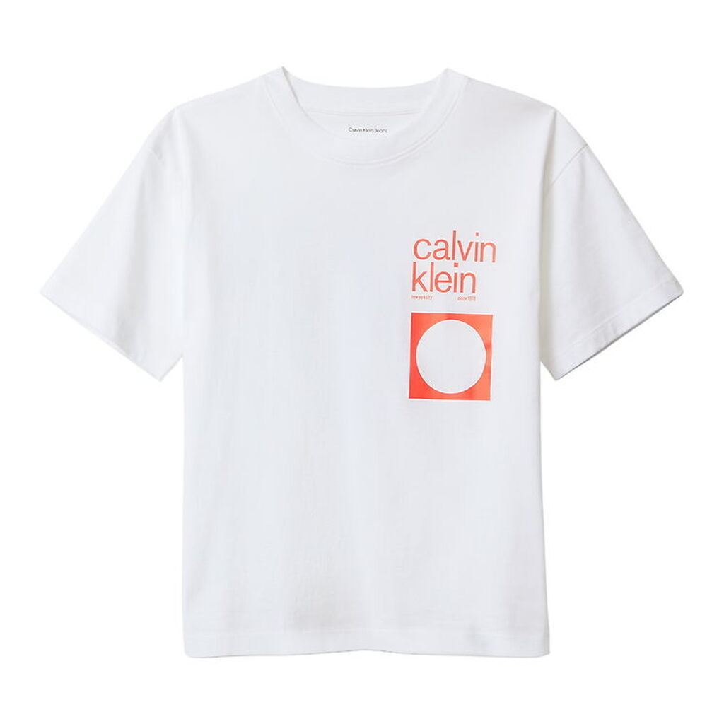 Calvin Klein T-shirt - City Scene - Bright White m. Orange