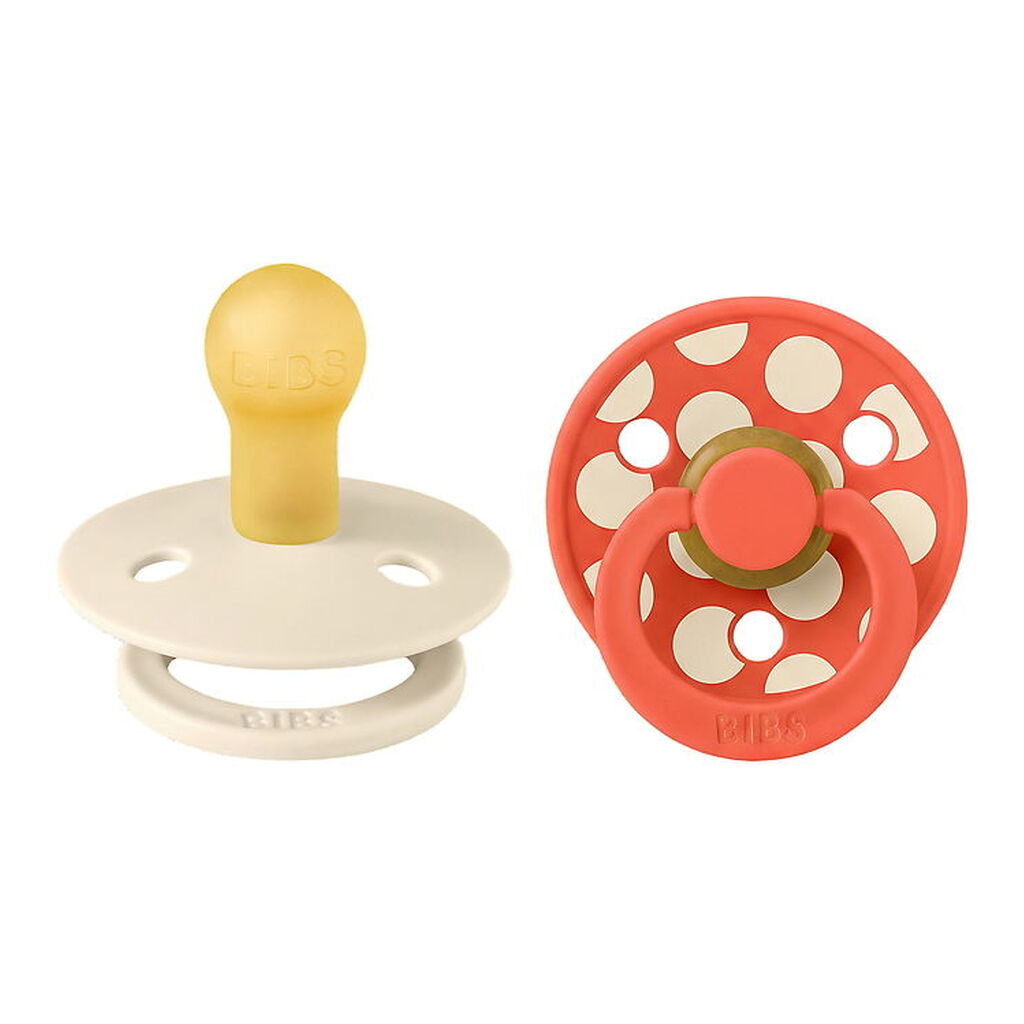 BIBS Studio Colour Sutter - Str. 1 - Rund - 2-pak - Ivory/Tango