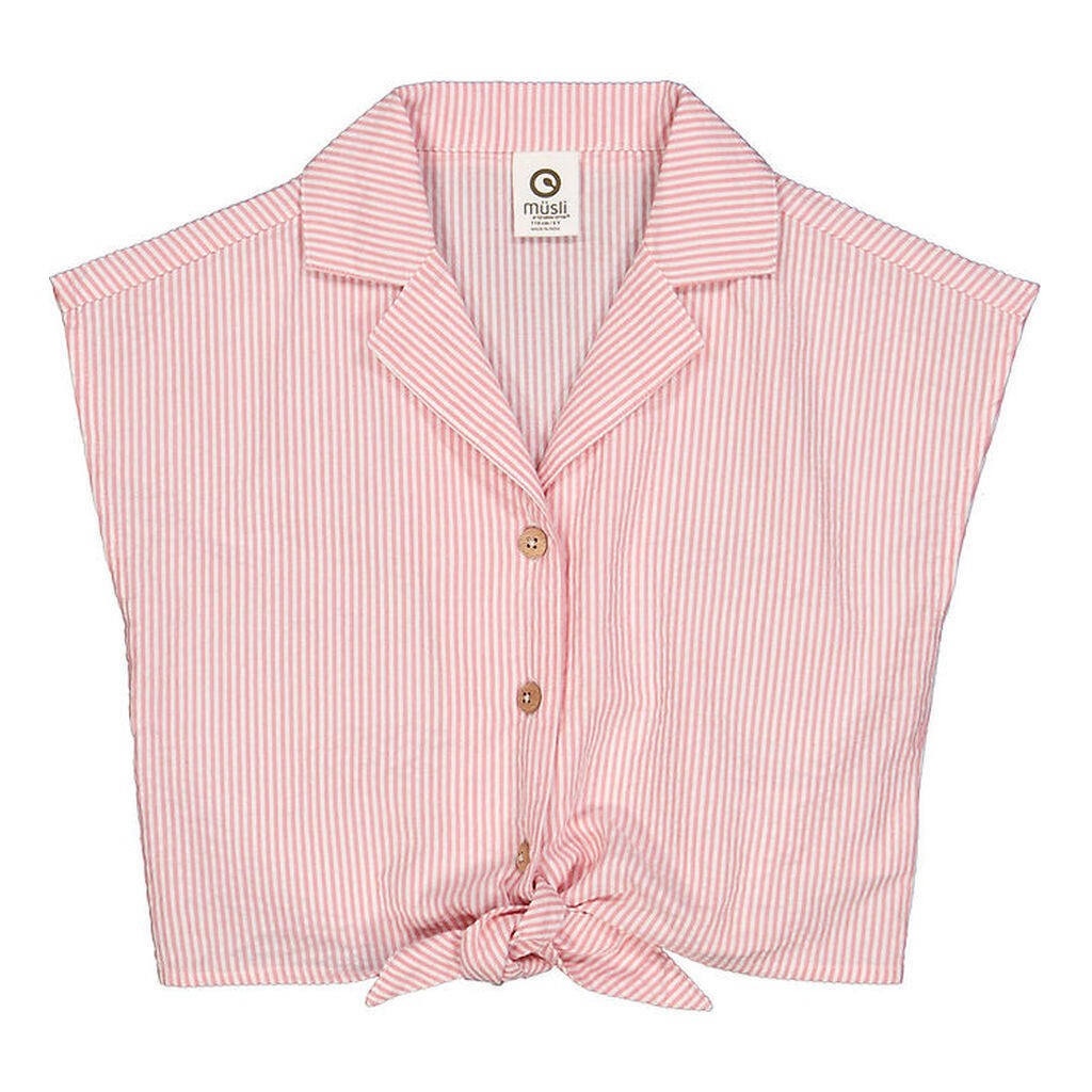 Müsli Skjorte - Seesucker - Crop - Balsam Cream/Bubblegum