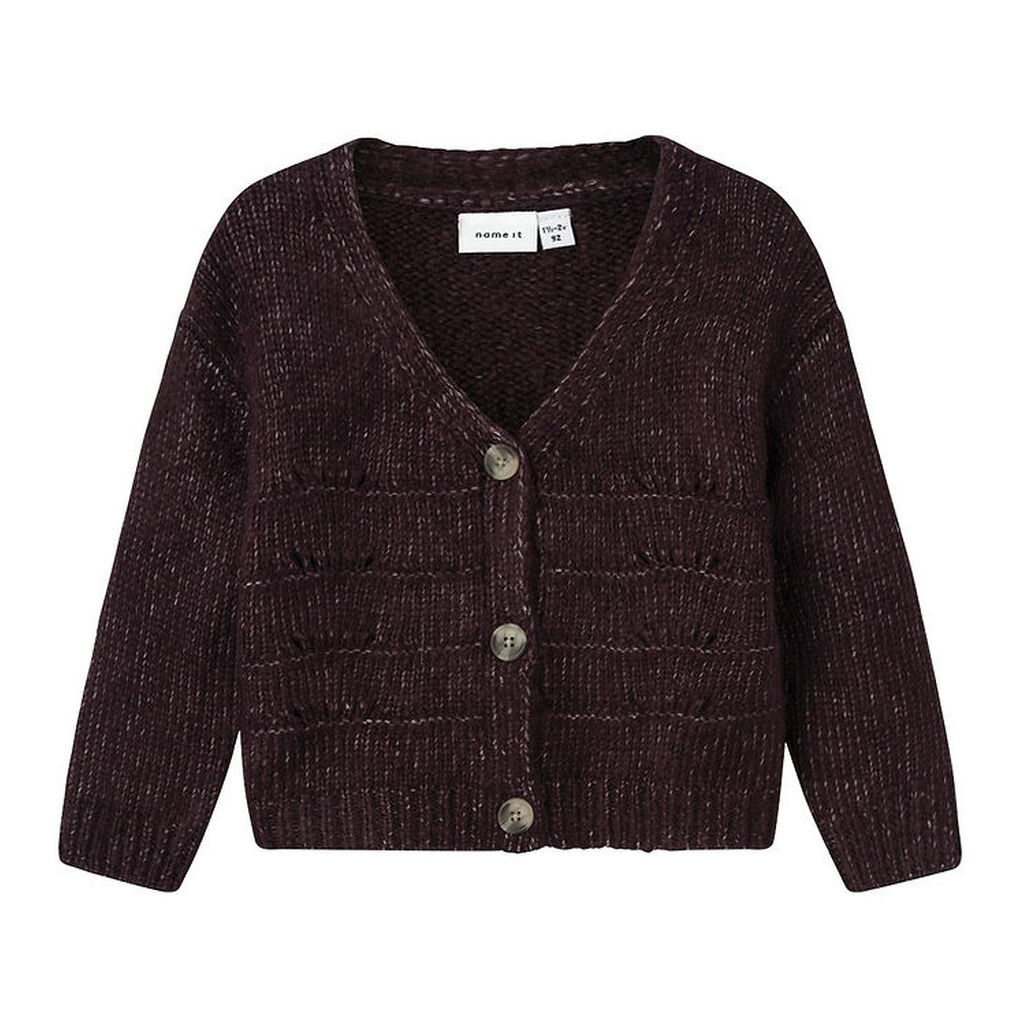 Name It Cardigan - Strik - NmfNetrille - Plum Perfect m. Hulmøns