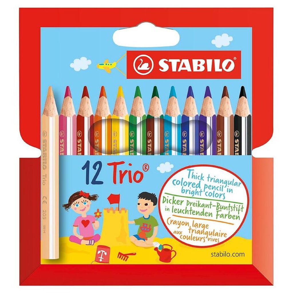 Stabilo Farveblyanter - Trio Thick - Korte - 12 stk. - Multifarv