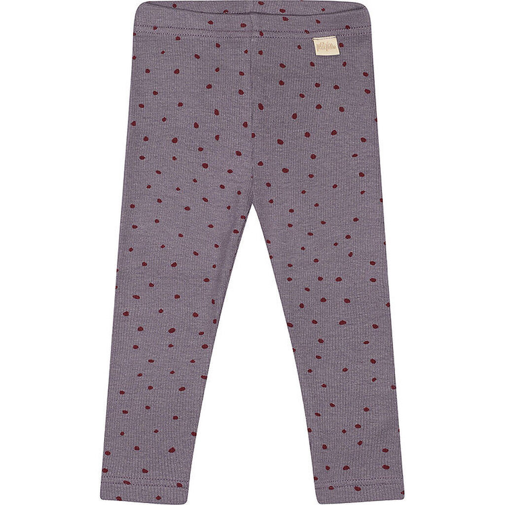 Petit Piao Leggings - Rib - Modal - Dusty Violet Dot