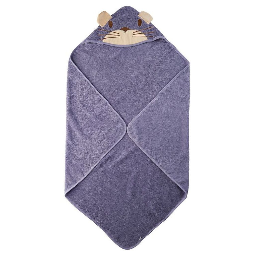 Pippi Baby Babyhåndklæde - 83x83 cm - Lavendel m. Kat