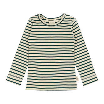 Petit Piao Bluse - Rib - Modal - Dark Sea/Off White