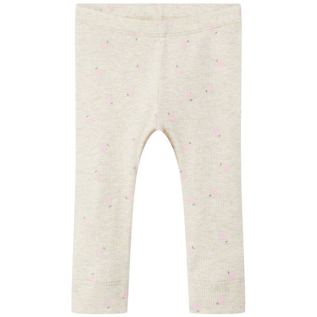 Name It Leggings - Rib - NbfDabua - Peyote Melange m. Jordbær