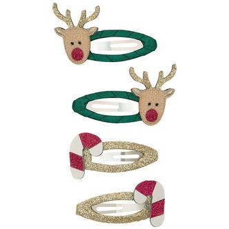 Mimi & Lula Hårspænder - 4-pak - Rudolph & Candy Christmas