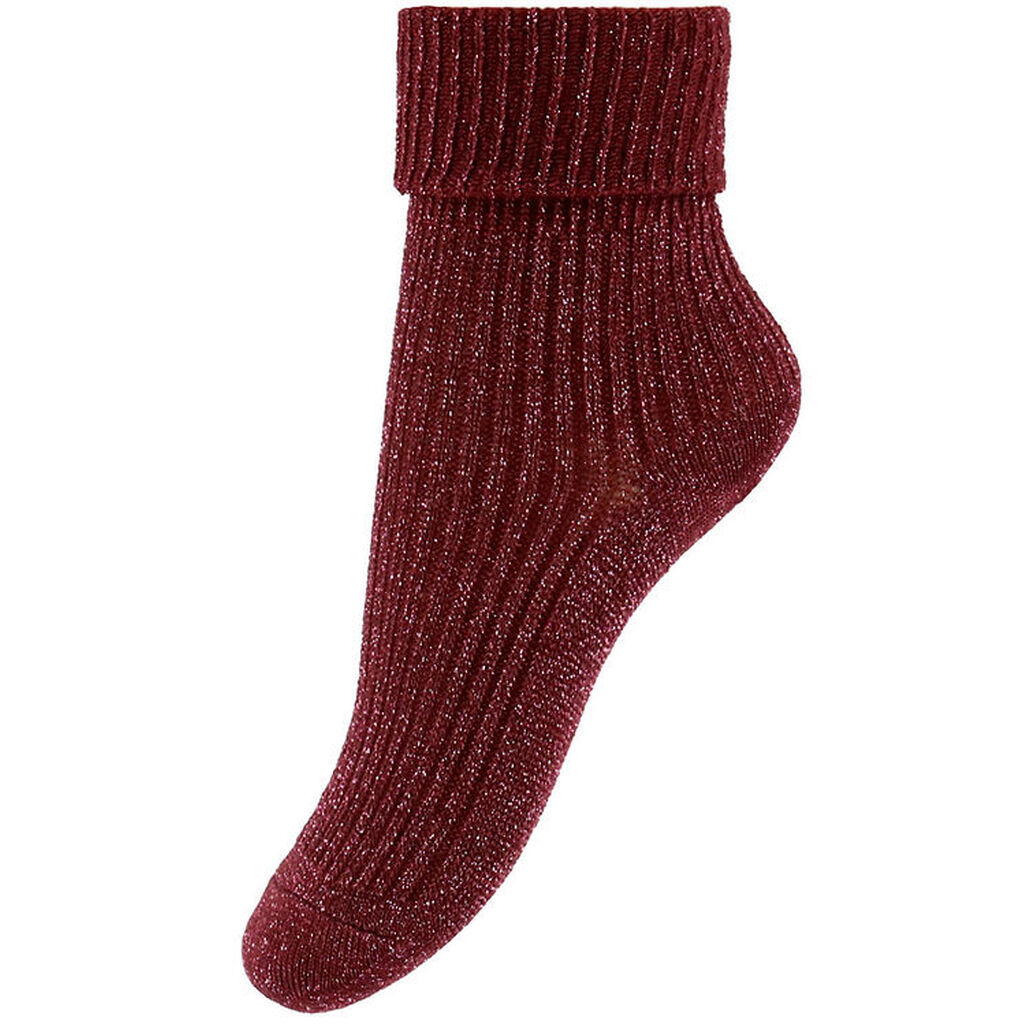 MP Strømper - Uld - Rib - Iris - Glitter - Wine Red