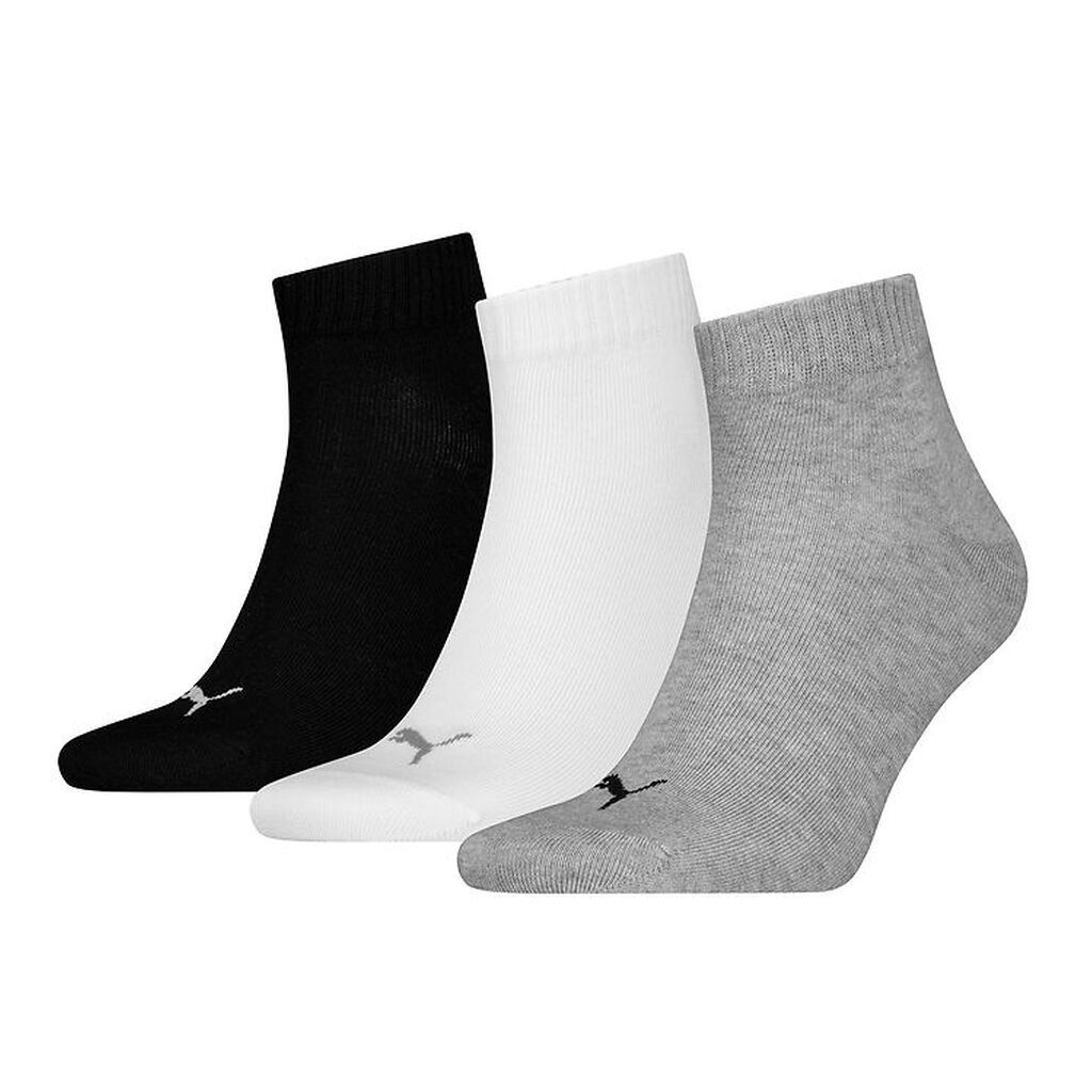 Puma Ankelstrømper - 3-pak - Quarter Plain - Grå/Hvid/Sort