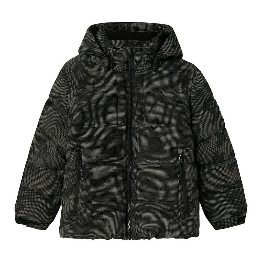 Name It Dynejakke - NkmMeter - Sort m. Refleksprint