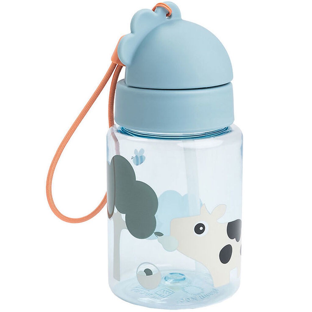 Done by Deer Drikkedunk m. Sugerør - Tiny Farm - 280ml - Blå