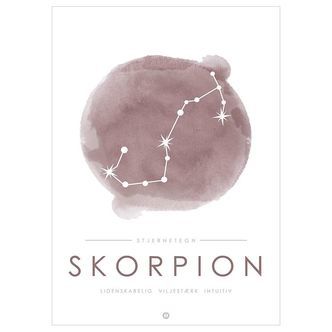 Citatplakat Plakat - A3 - Stjernebillede - Skorpion - Lyserød