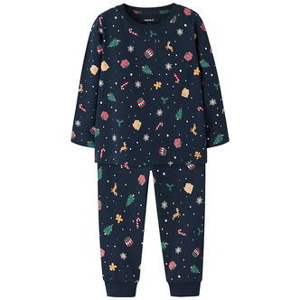 Name It Nattøj - 2-Delt - NmnVismas - Navy Blazer/Xmas AOP Navy