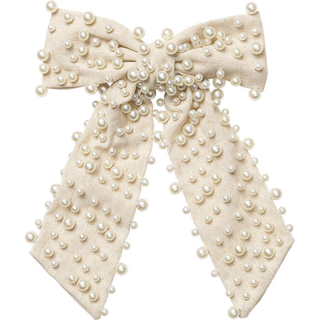 DAY ET Hårspænde - Pearl Linen Bow - Whitecap Gray