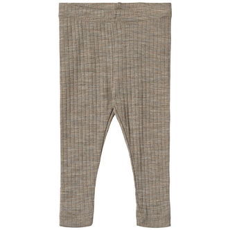 Wheat Leggings - Uld/Silke - Rib - Agi - Khaki Melange