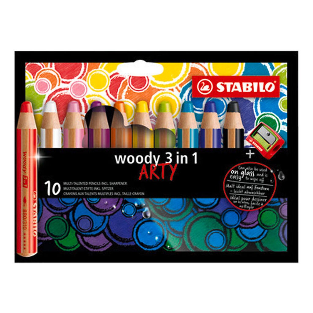 Stabilo Farveblyanter - Woody 3-i-1 Arty - 12 stk. - Multifarvet